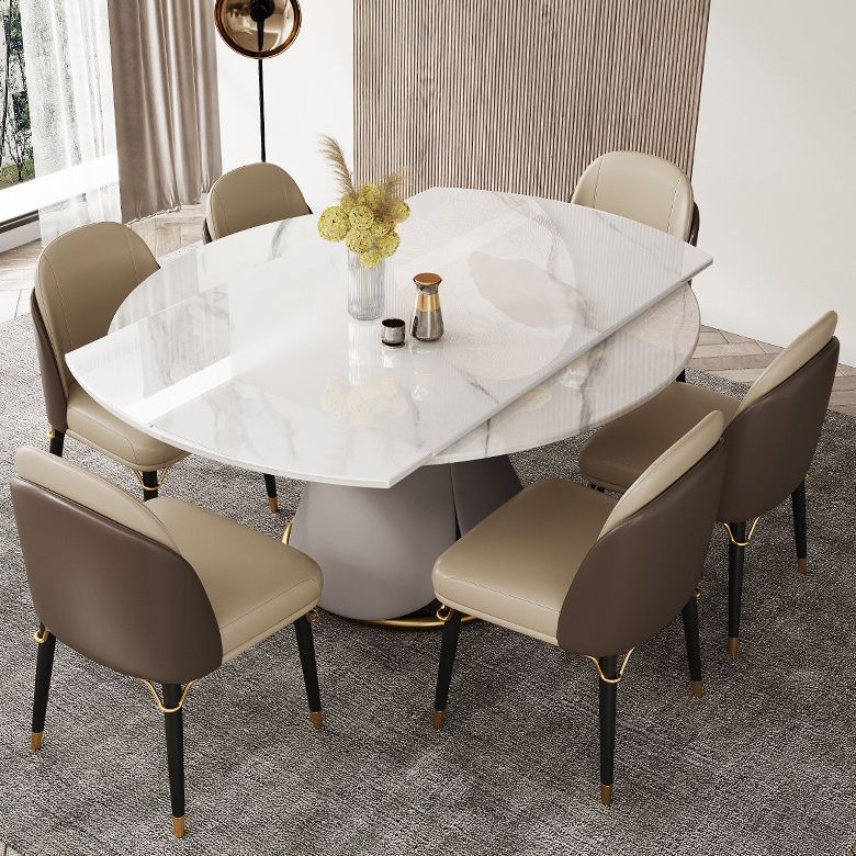 Modern Style Sintered Stone Round Dining Room Set Space-Saving Design Dining Table Furniture