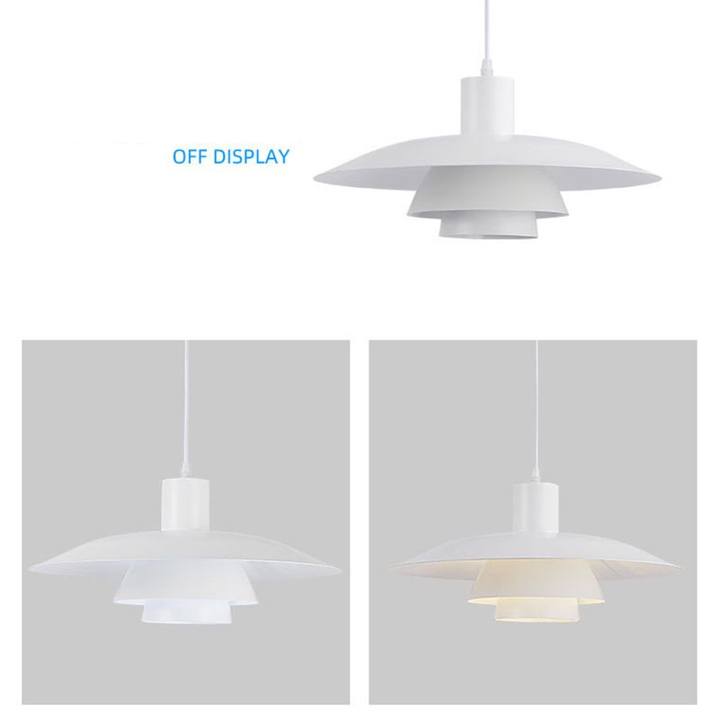 Diseño de capas blancas puras luz colgante de 1 luces Minimalismo Nórdico estilo de iluminación suspendida para cafetería