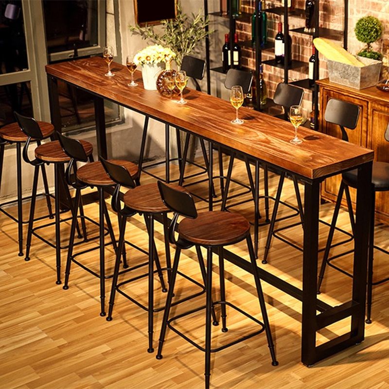 Glam Style Rectangle Bar Table Trestle Base Bar Dining Table for Home