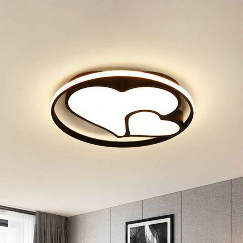 Hart Flush Plafond Licht Hedendaagse Metallic Zwart LED Flush Mount Verlichting