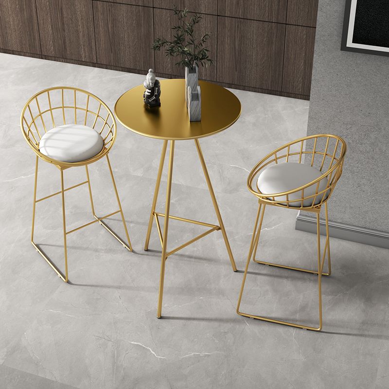 1/3/4 Pieces Industrial Round Bar Table Set Gold Iron Bistro Set with Footrest