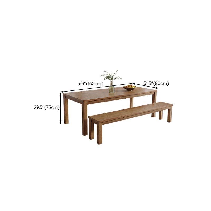 Simplicity Dinette Table Solid Wood Rectangle Dinner Table in Brown
