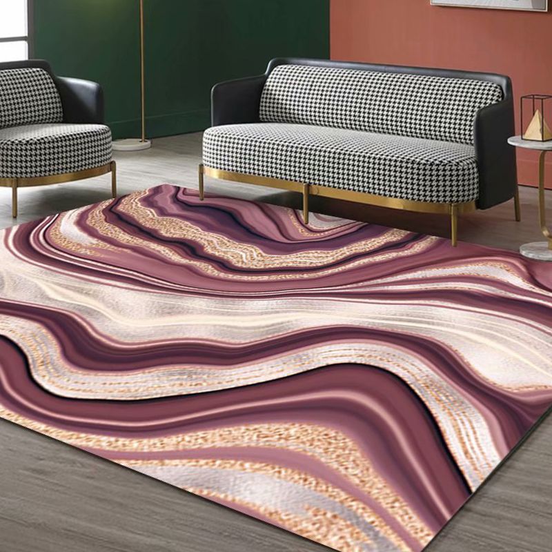 Modern Ink Painting Rug Polyester Area Carpet Stain Resistant Indoor Rug for Living Room