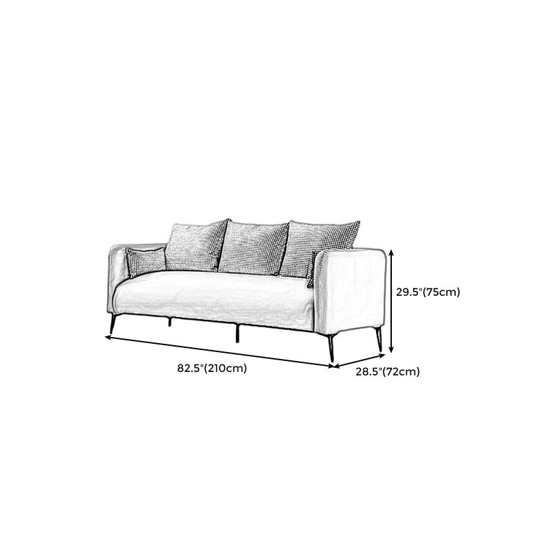 Modernes 3-Sitzer-Sofa mit Houndholtooth-Kissen zurück und Kissen oberer Arm