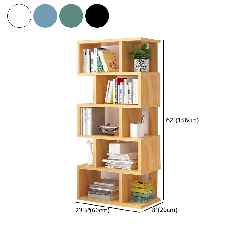 Wood Standard Bookcase Contemporary Style Open Back Bookshelf for Home Office