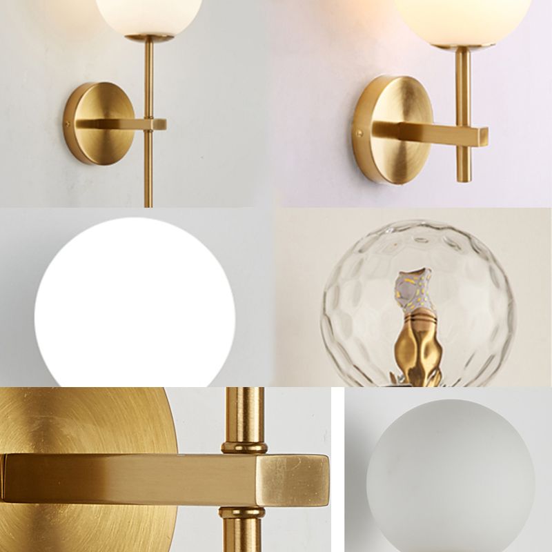 Gold 1-Light Wall Sconce in Modern Concise Style Aluminium Globe Wall Lamp with Glass Shade