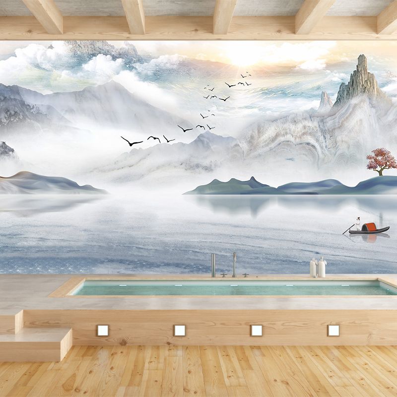 Serenity River Landscape Wall Murals for Living Room Scenery Wall Covering, Made to Measure