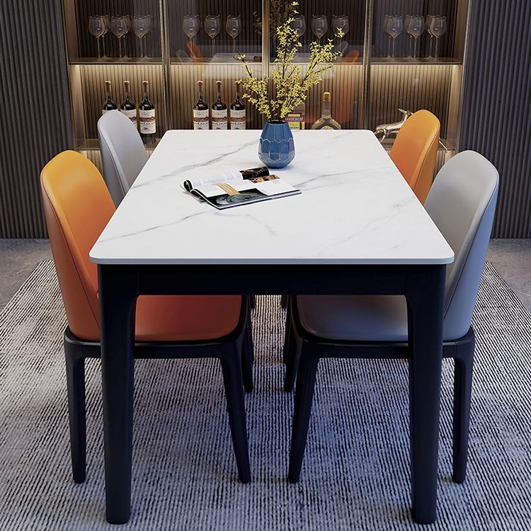 Dining Room Sets Contemporary with Sintered Stone Dining Table and Padded Chairs