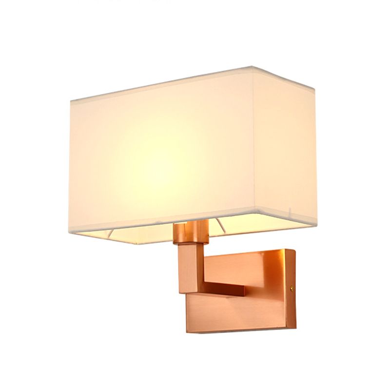 Rectangle Fabric Shade Wall Sconce in Pink Iron Wall Lighting Fixture