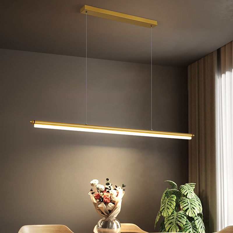 Modern aluminium eilandlamp lineair 1-licht restaurant LED hanglamp met acrylschaduw