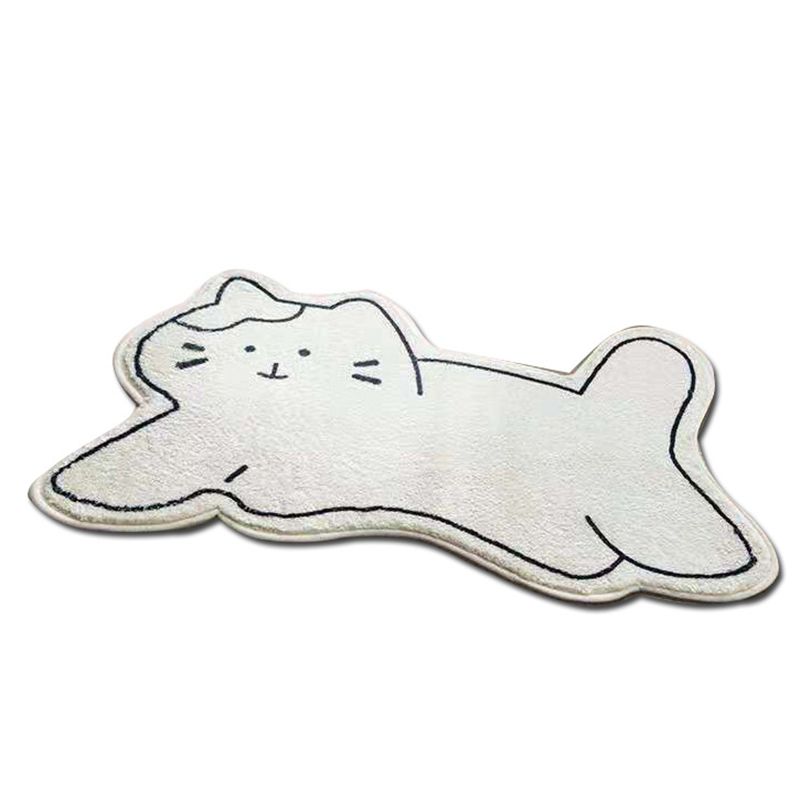 Beige Casual Carpet Polyester Rabbit Carpet Washable Carpet for Living Room