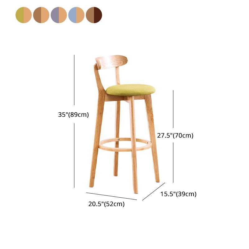Contemporary Solid Wood Barstool Bristol Bar Stool with Footrest and Low Back