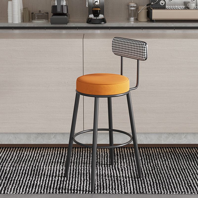 Contemporary Matte Finish Velvet Stool Milk Tea Shop Footrest Barstool