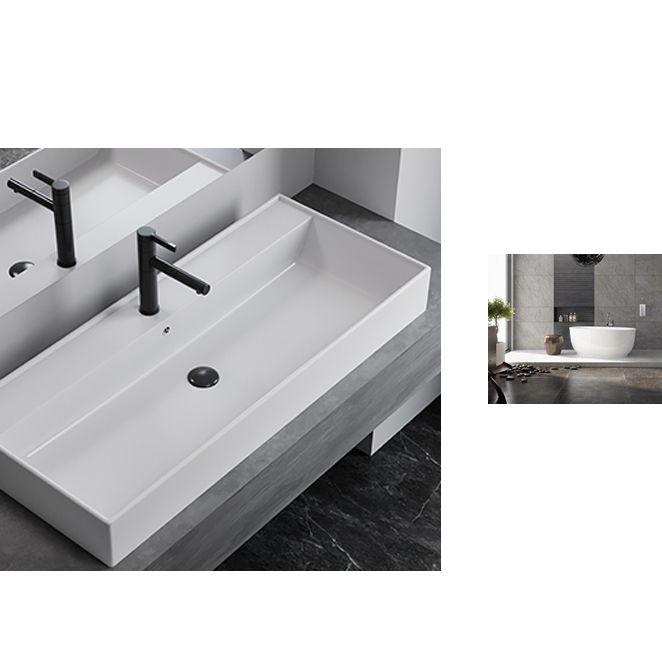 White Rectangular Trough Bathroom Sink Modern Trough Bathroom Sink