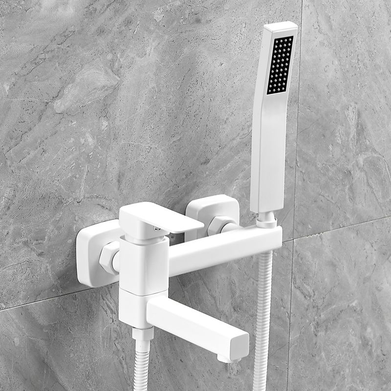 Wall Mounted Metal Tub Filler Low Arc Rotatable Bathroom Faucet