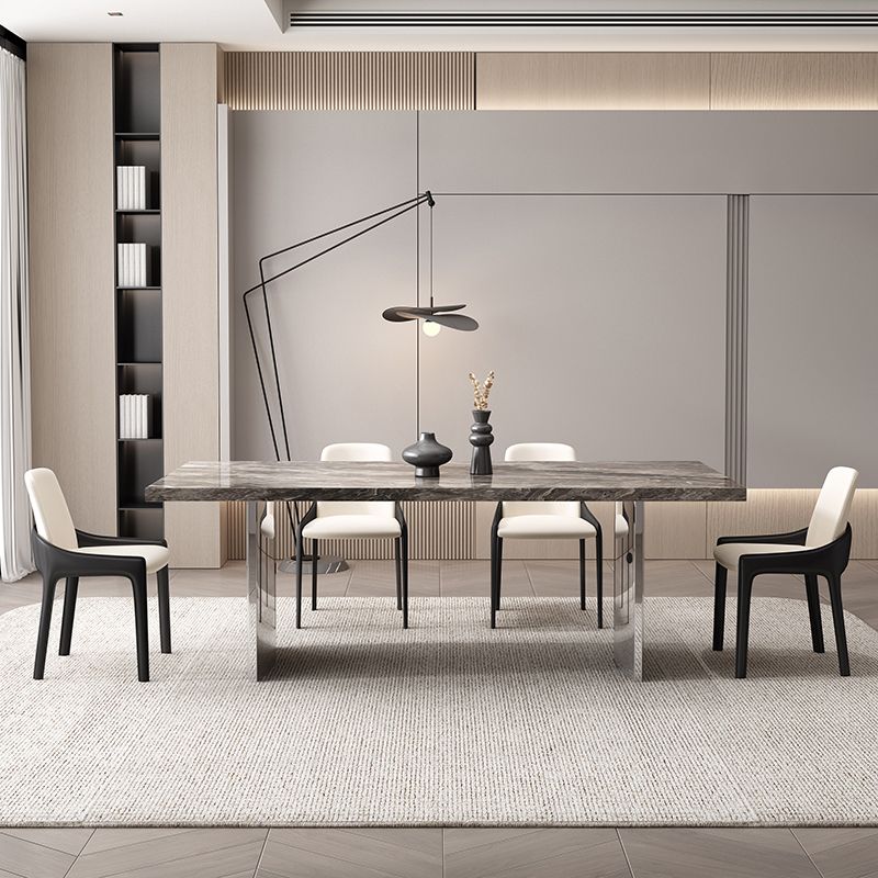 Glossy Brown Dining Table Set 1/4/5/7 Pcs Dinette Set with Faux Leather Chairs