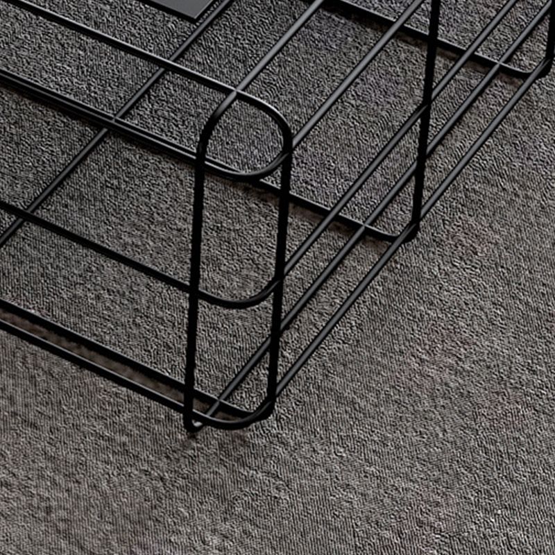 Mid-Century Modern Coffee Table Black Iron Frame Coffee Cocktail Table