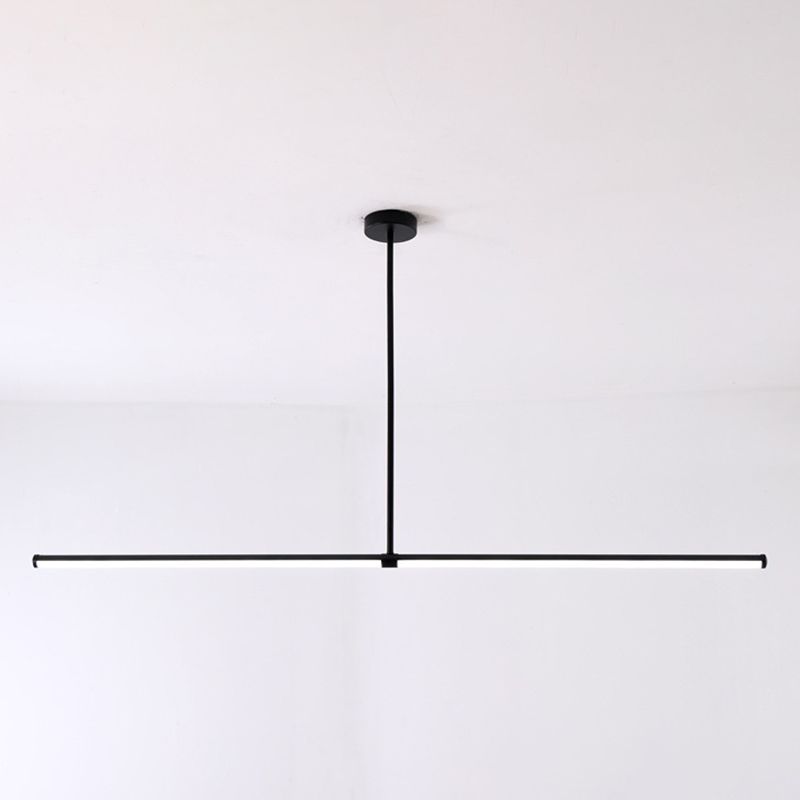 Black Metal Island Light Lámpara colgante de restaurante lineal moderna de 1 cabeza con sombra acrílica