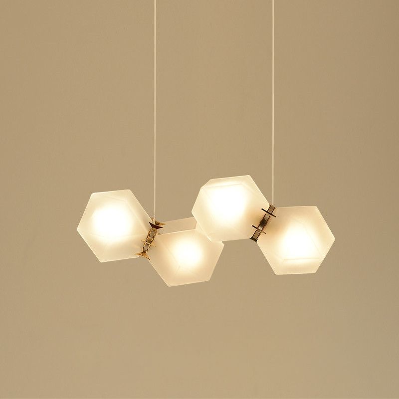 Frosted Glass Island Beleuchtung künstlerischer Esszimmer Suspension Licht in Gold