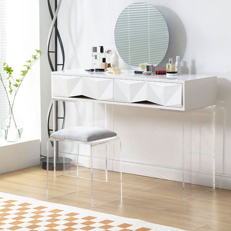 Modern Makeup Dressing Table Stool Set with 1/2 Storage Drawers
