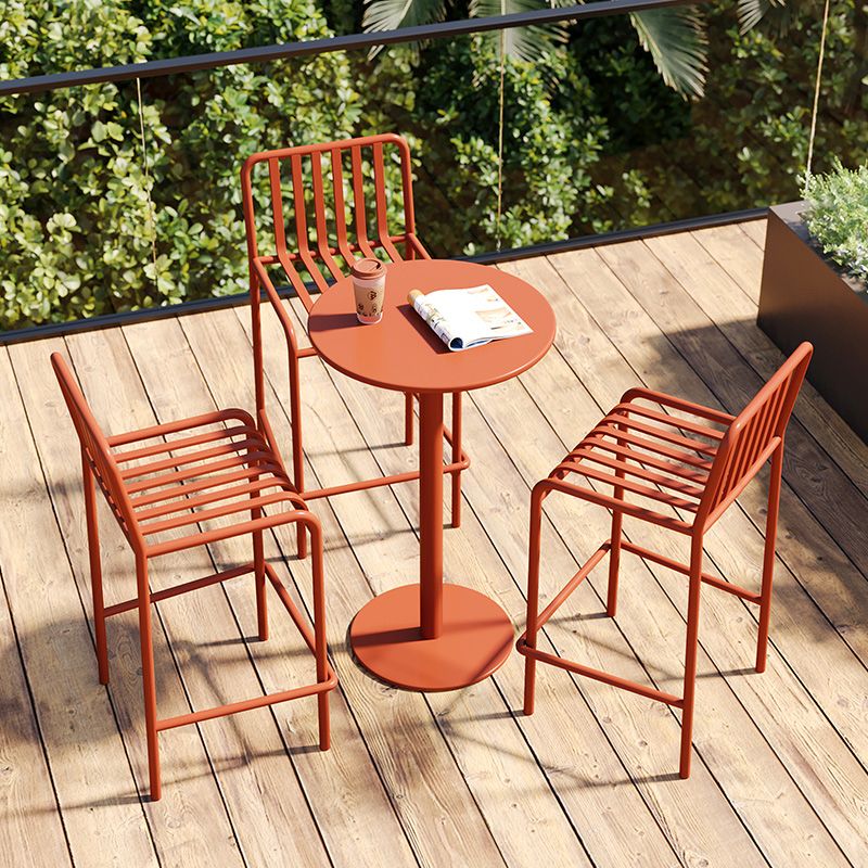 Iron Outdoor Counter Stools Industrial Low Back Bar Stools with Square Seat