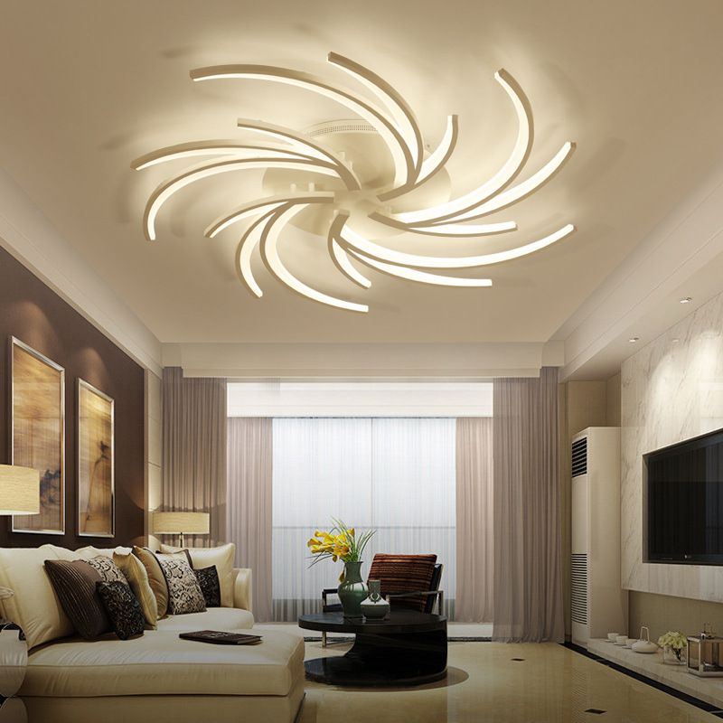 Modern Swirl Flush Mount Lamp Acrylic 3/4/5 Lights White Bedroom Ceiling Fixture in Warm/White