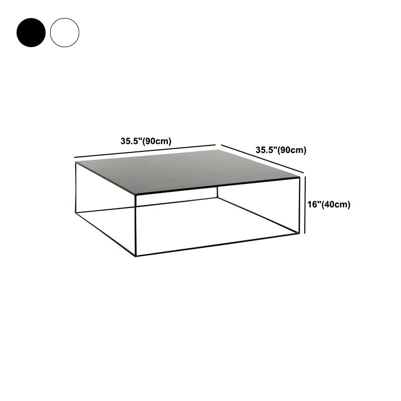 Mid-Century Modern Iron Square Coffee Table with Frame Base Cocktail Table