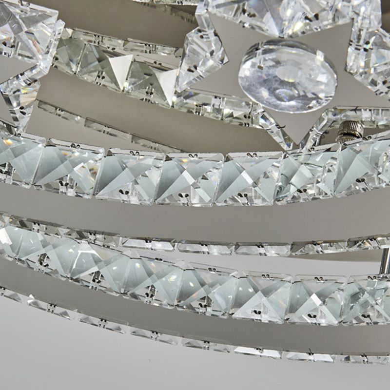 Contemporary Star Flush Light Crystal Flush Mount Ceiling Fixture in Silver