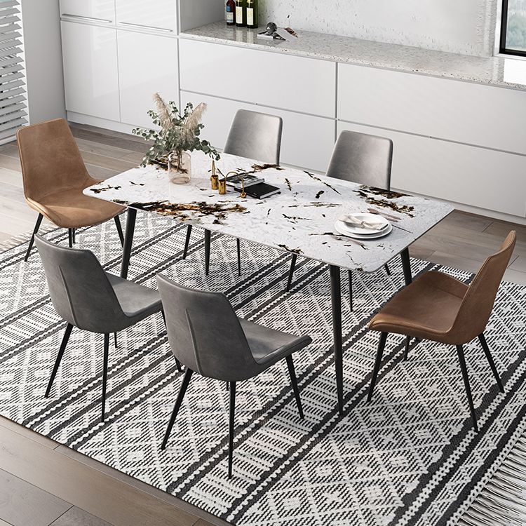 Rectangle 4 Legs Industrial Dining Table Fixed Table of Sintered Stone