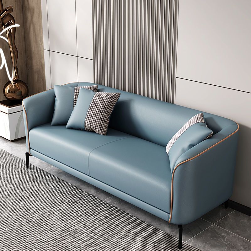 Faux Leather Sofa Tuxedo Arm Sofa 25.98" High for Apartment, Stain Resistant