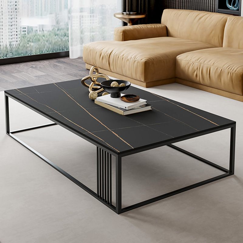 Modern Slate/steel Rectangle Coffee Table 1 Single Cocktail Table for Living Room