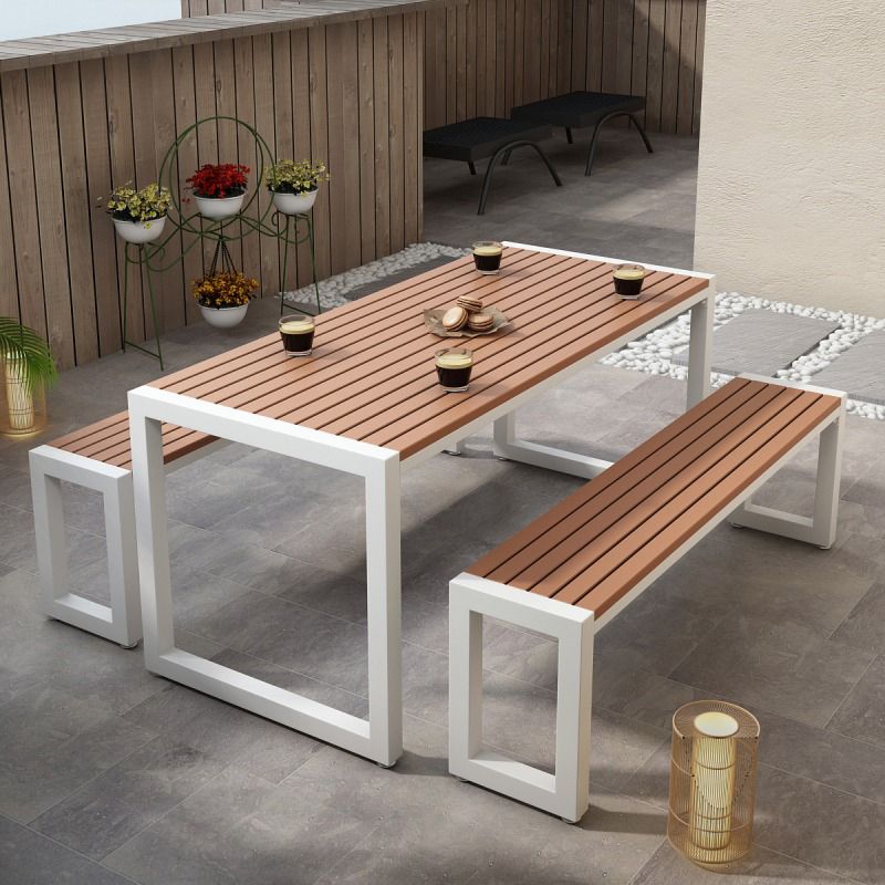 Modern 1/3/5 Pieces Dining Set Rectangle Wood Dining Table for Courtyard