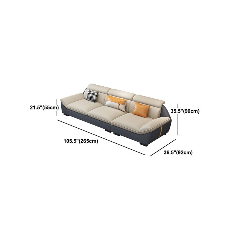 North European Faux Leather Sofa Sewn Pillow Back Sofa with Pillows