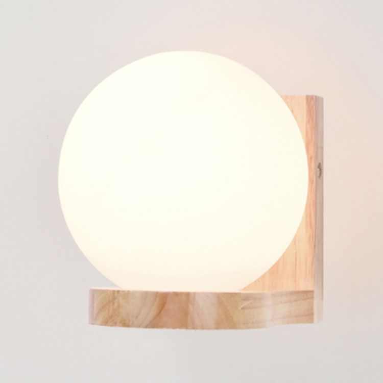 Estilo japonés de pared de madera de madera apliques de pared geométrica con vidrio blanco