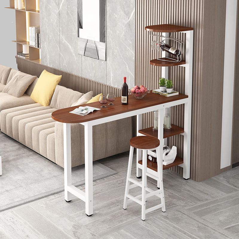 Metal Frame Contemporary Pub Table Matte Finish Manufactured Wood Bar Table