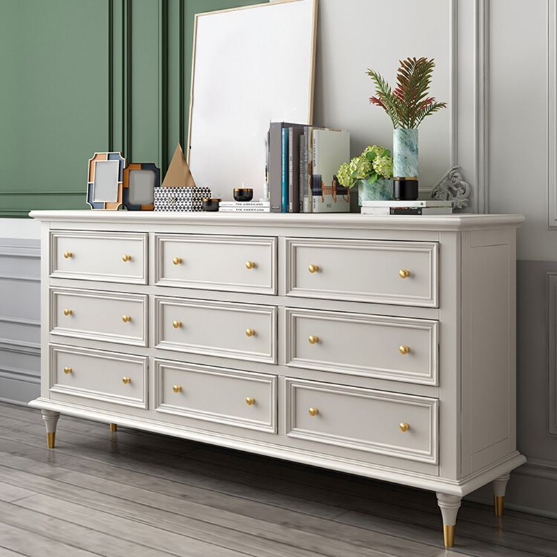 Glam White Closed Back Storage Chest with Soft-Close Drawers for Home