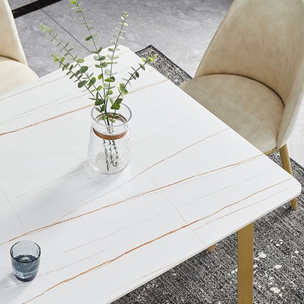 Luxury 1/4/5/7 Pieces Dining Set Sintered Stone Top Dining Table with Leather Chairs
