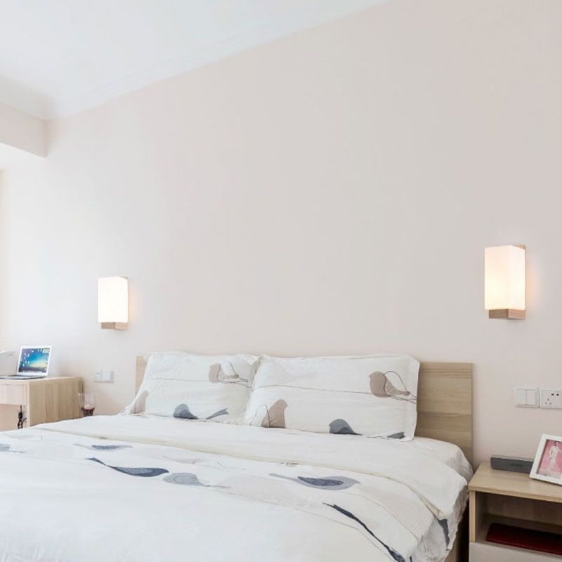 Moderner Minimalismus Haushalt Holzwall -Leuchten mit Glasschatten für Schlafzimmer Kinderzimmer