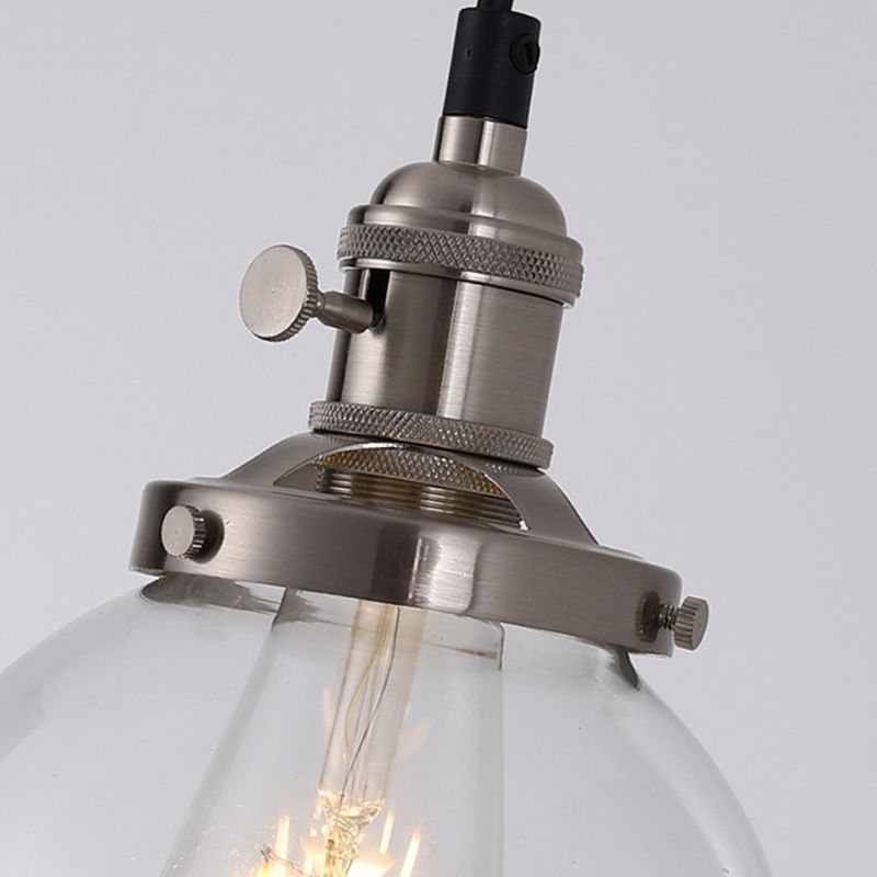 Lampada a sospensione del globo di ferro elettroplate in vetro a 3 luci a 3 luci in stile retrò industriale