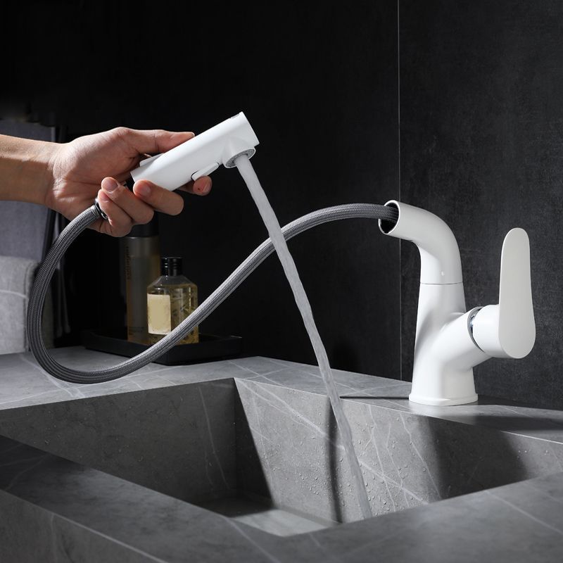 Contemporary Vessel Faucet Copper Single Handle Low Arc Retractable Vessel Faucet