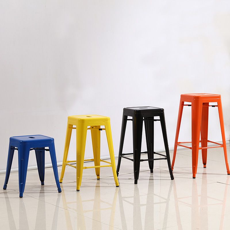Industrial Iron 30" Barstool Indoor Stackable Tall Stool with Square Seat