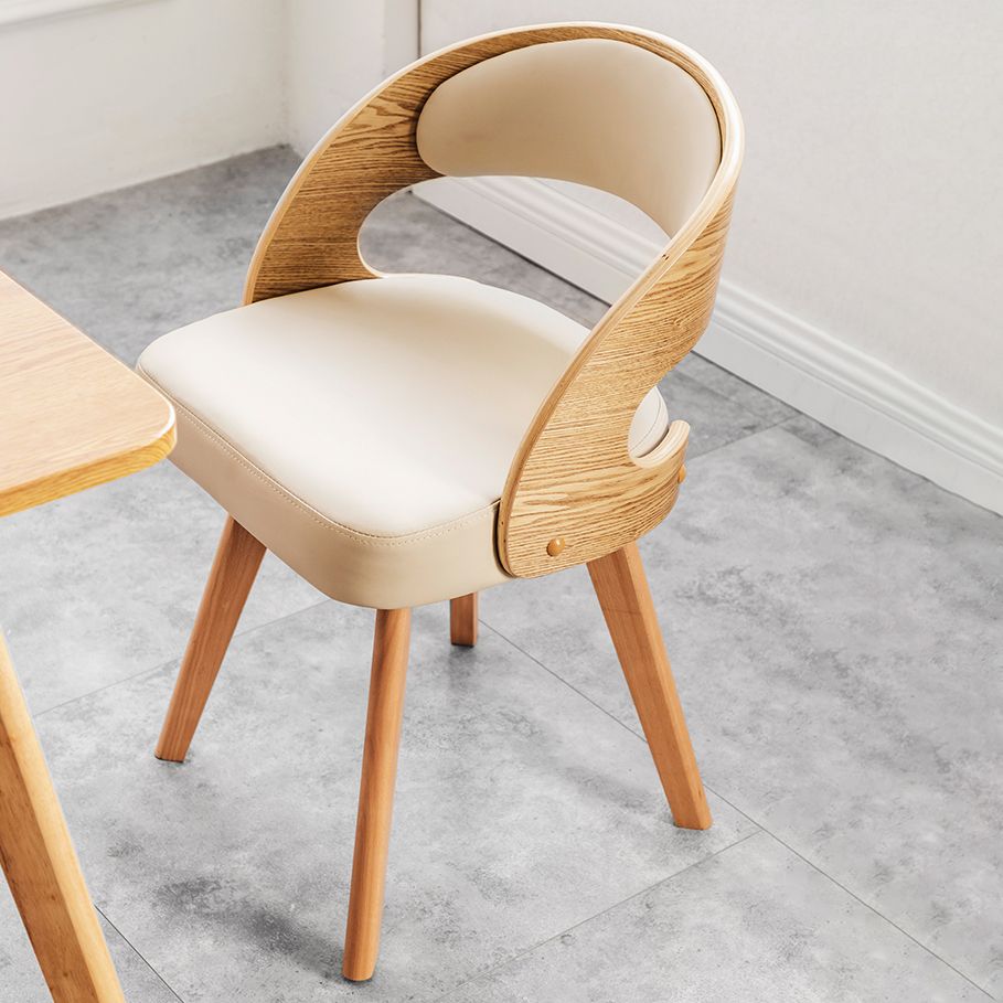 Silla de comedor moderna de madera con cojín de color, respaldo abierto, silla lateral para el hogar