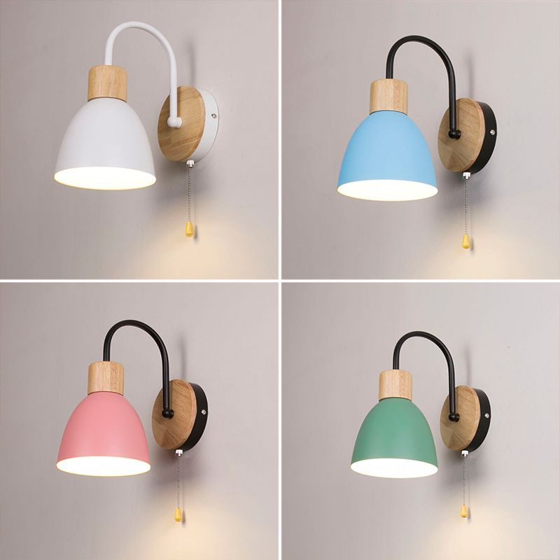Moderner Stil Flared Leuchtenleuchten Holz 1 leichte Wand montierte Beleuchtung