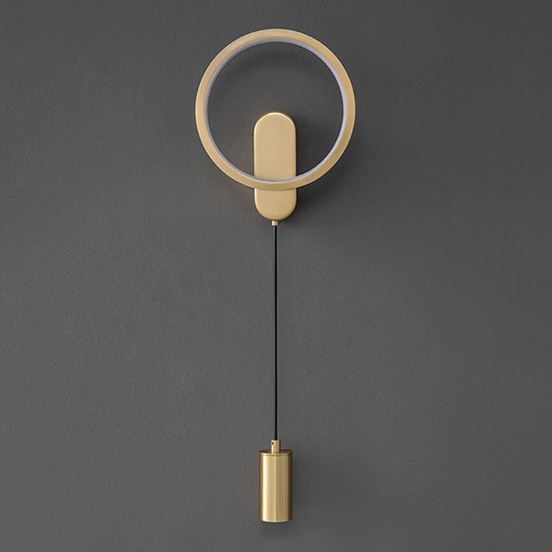 Modern Brass LED Wall Light Geometric 31" High Reading Wall Sconce for Living Room