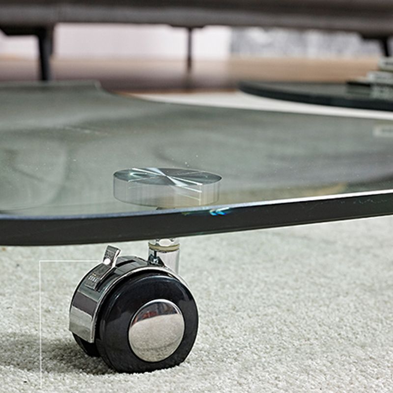 Modern Style Glass Top Coffee Cocktail Table with Storage Shelf