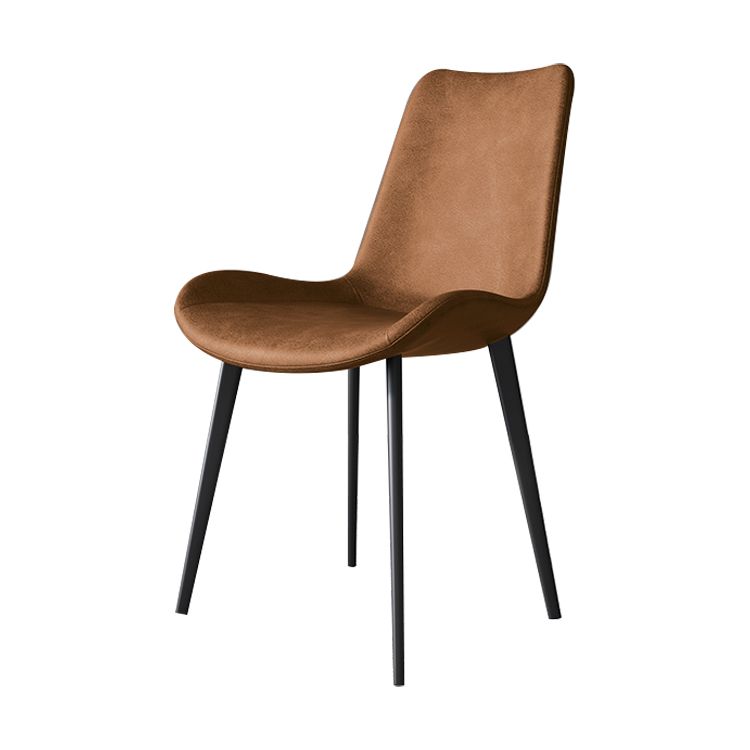 Silla sin brazos de comedor de metal contemporáneo, sillas de comedor de cuero para uso en restaurantes