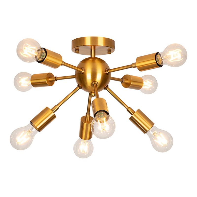 Vintage Spread Ceiling Light Fixture Metal Ceiling Mounted Light in Gold