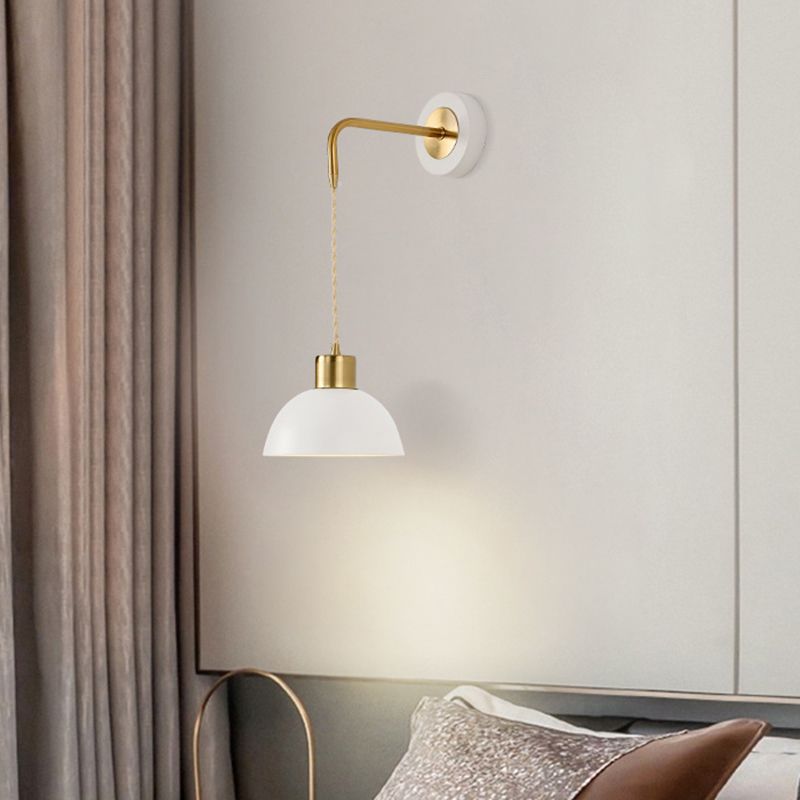 Metal Dome Simple 1 Light Wall Mounted Light Fixture for Bedroom