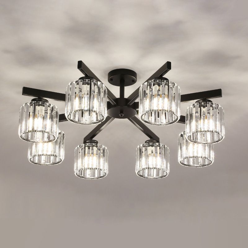 Luz de lámpara de descarga de cilindro contemporánea Luz de techo de alza de cristal para sala de estar