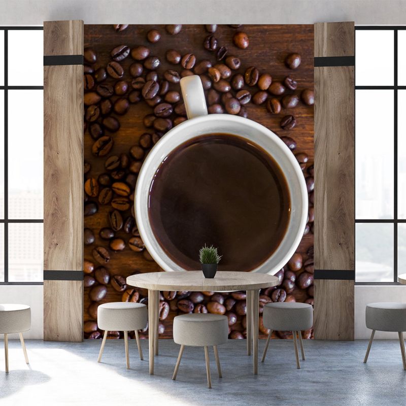 Minimalism Coffee Mural Environment Friendly Wall Covering for Coffee Shop
